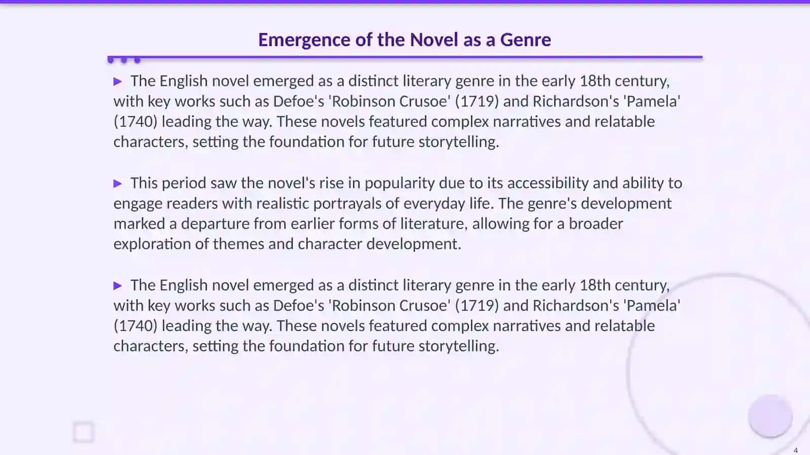 Features of the English novel of the first stage of the Enlightenment 4