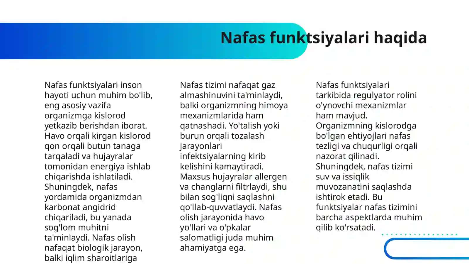 NAFAS TIZIMI A'ZOLARI KASALLIKLARI BO'YICHA DIAGNOZLAR TUZISH VA O'LIM HAQIDAGI MALUMOTNOMANI TO'LDIRISH 4
