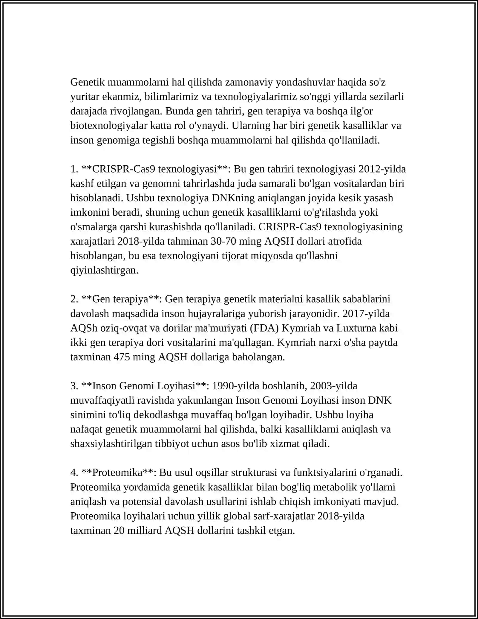 GENETIKANINGA NAZARIY VA AMALIY AHAMIYATI - REFERAT 4