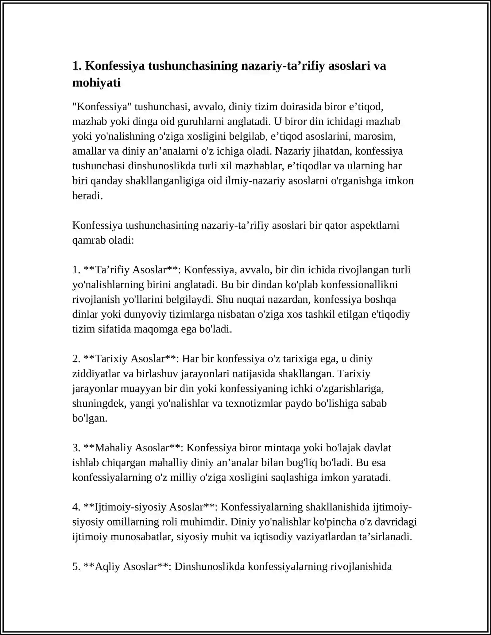 KONFESSIYA TUSHUNCHASINING MOHIYATI VA O‘ZBEKISTONDA FAOLIYAT YURITUVCHI 4