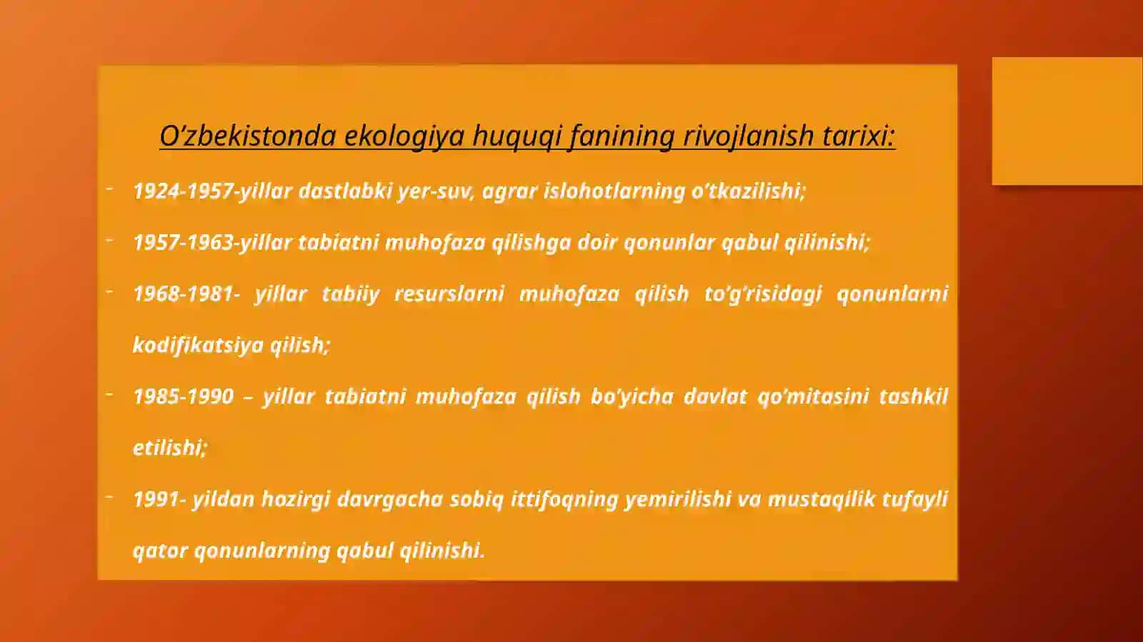 Ekologiya huquqi fanining maqsadi va vazifalari 4