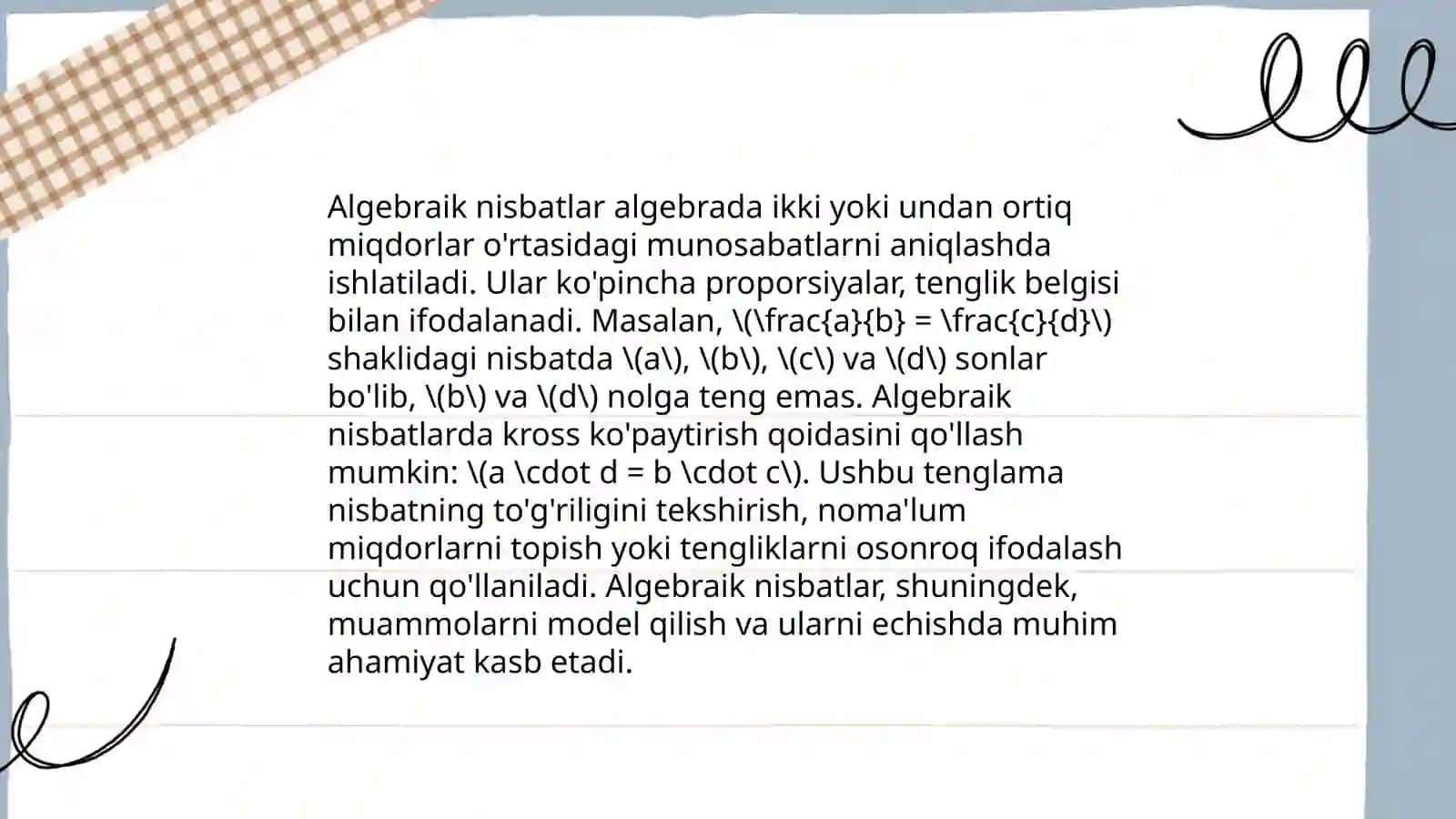 Kesmani nisbatlari 4
