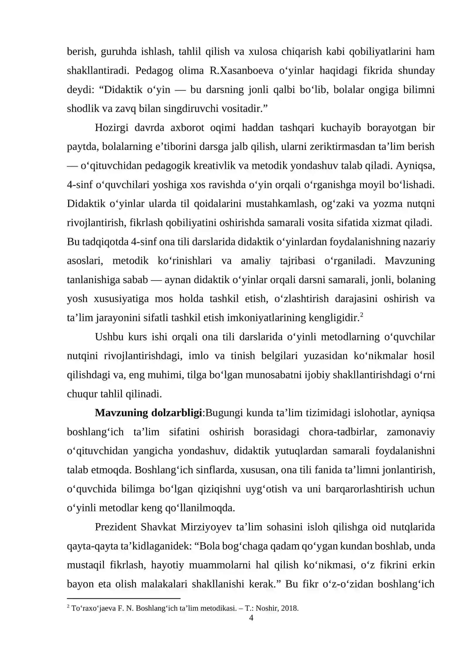 4-SINF ONA TILI DARSLARIDA DIDAKTIK OʻYINLARDAN FOYDALANISH 4