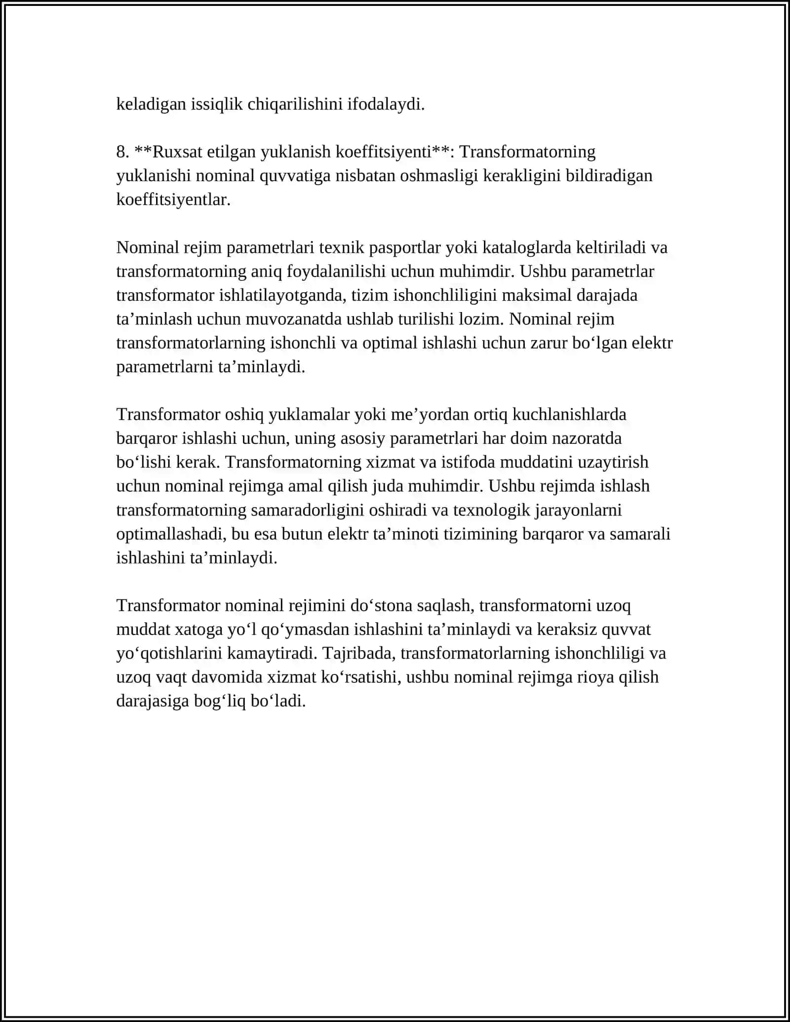 TRANSFORMATORNING ISH REJIMLARI 4