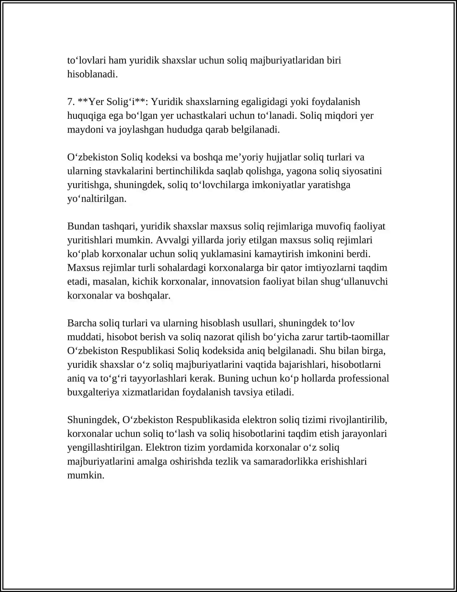 MUSTAQIL ISH Mavzu: YURIDIK SHAXSLARDAN UNDIRILGAN SOLIQLAR VA YIGIMLAR TARKIBI 4