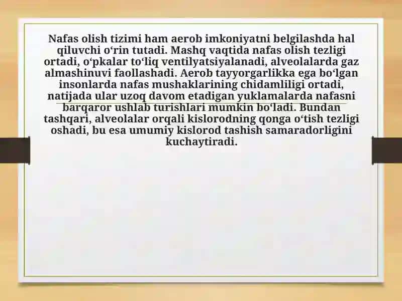Organizmning aerob imkoniyatlari va chidamlilik 4