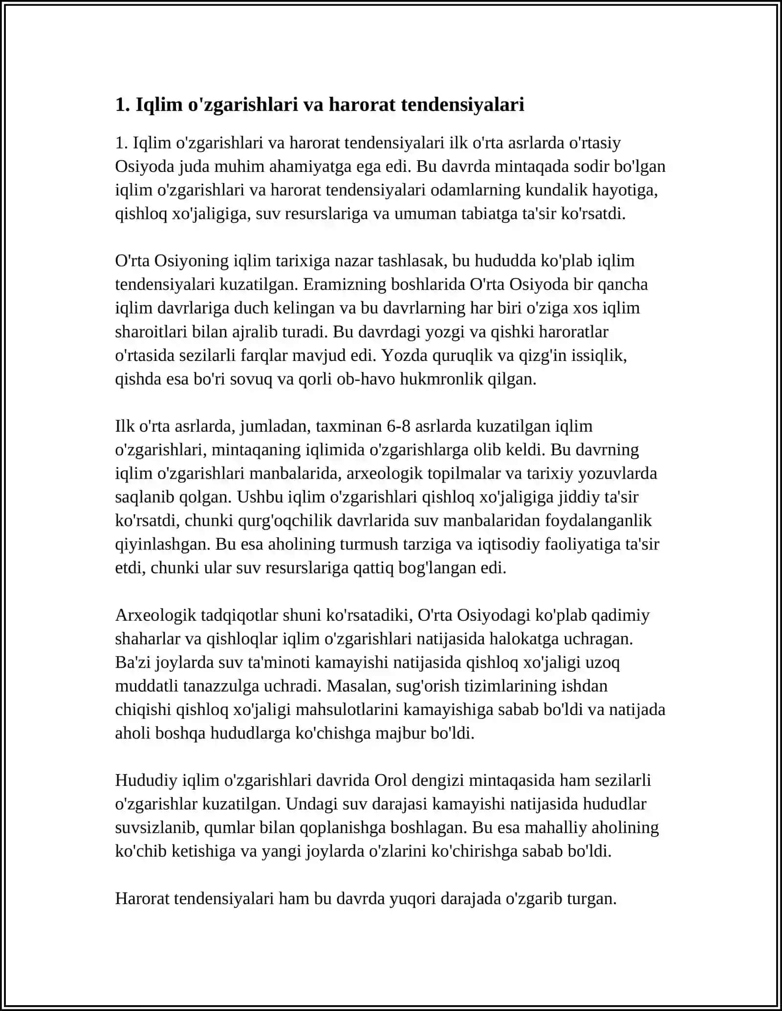 ILK ÕRTA ASRLARDA ÕRTA OSIYO HUDUDIDAGI TABIIY ÕZGARISHLAR 4
