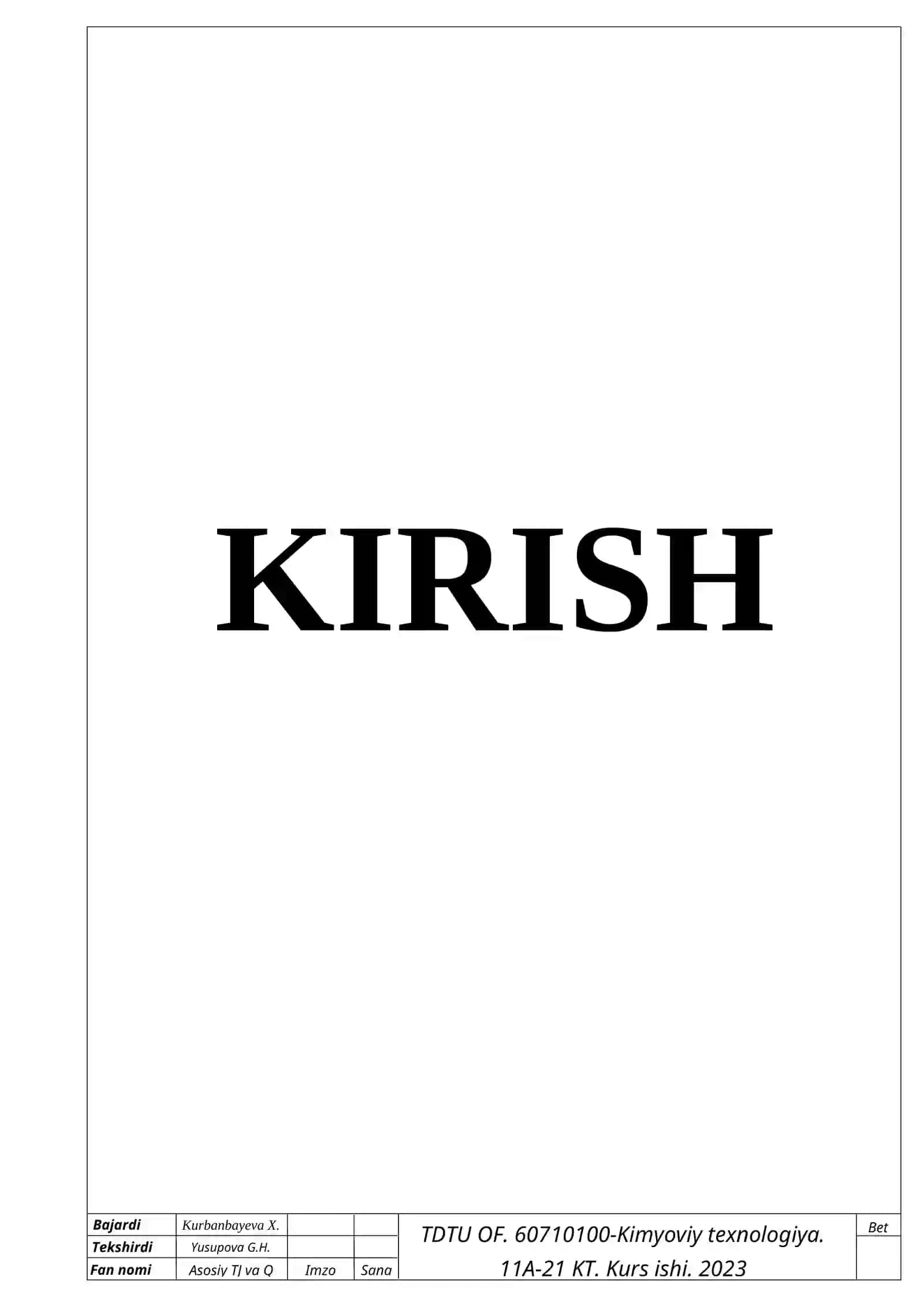 KURS LOYIHASI KOʻP YOʻLLI ISSIQLIK ALMASHINISH QURILMASI HISOBI 4
