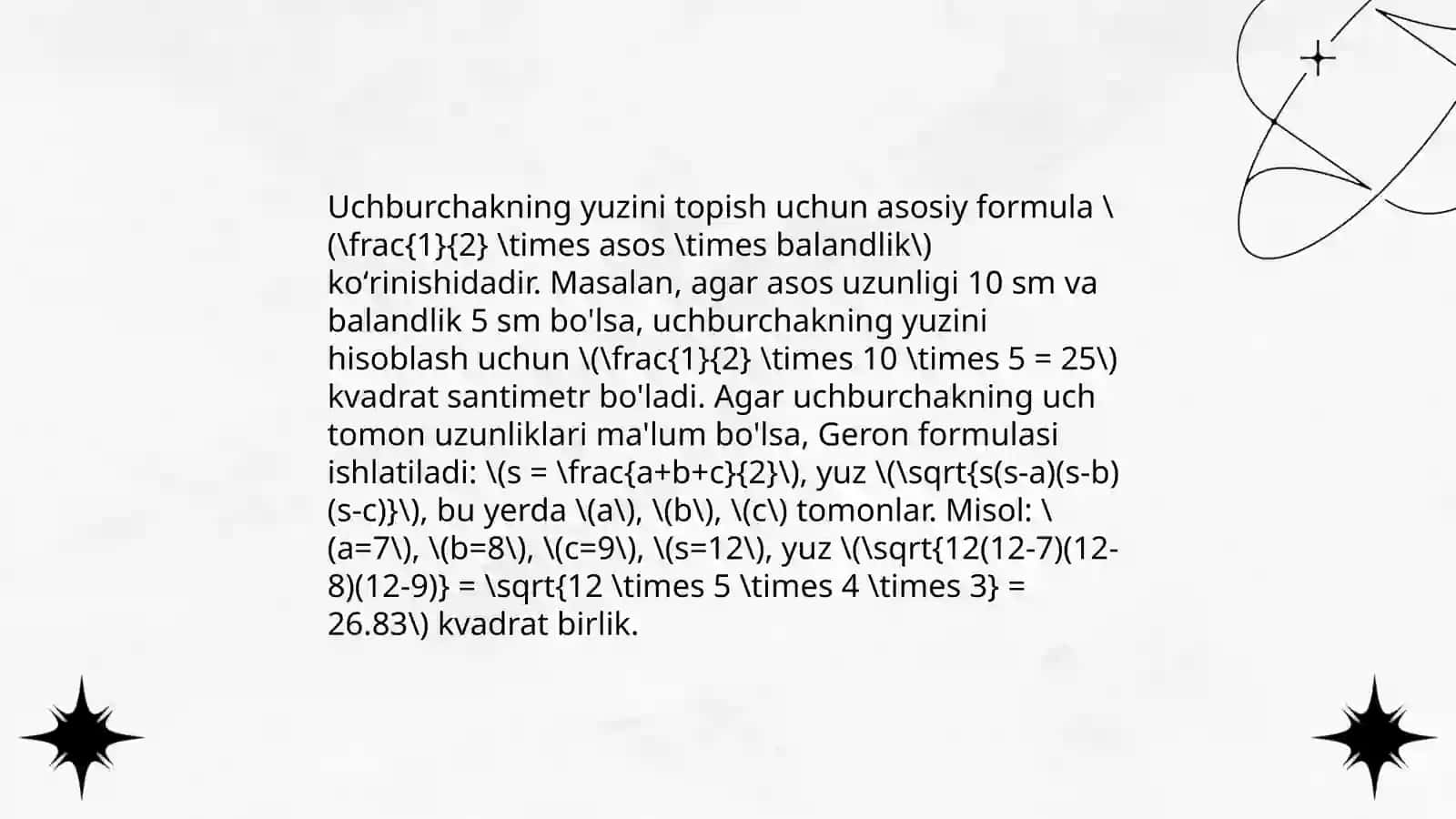 Figuralarning yuzi. Figuralarning yuzini oʻlchash usullari 4