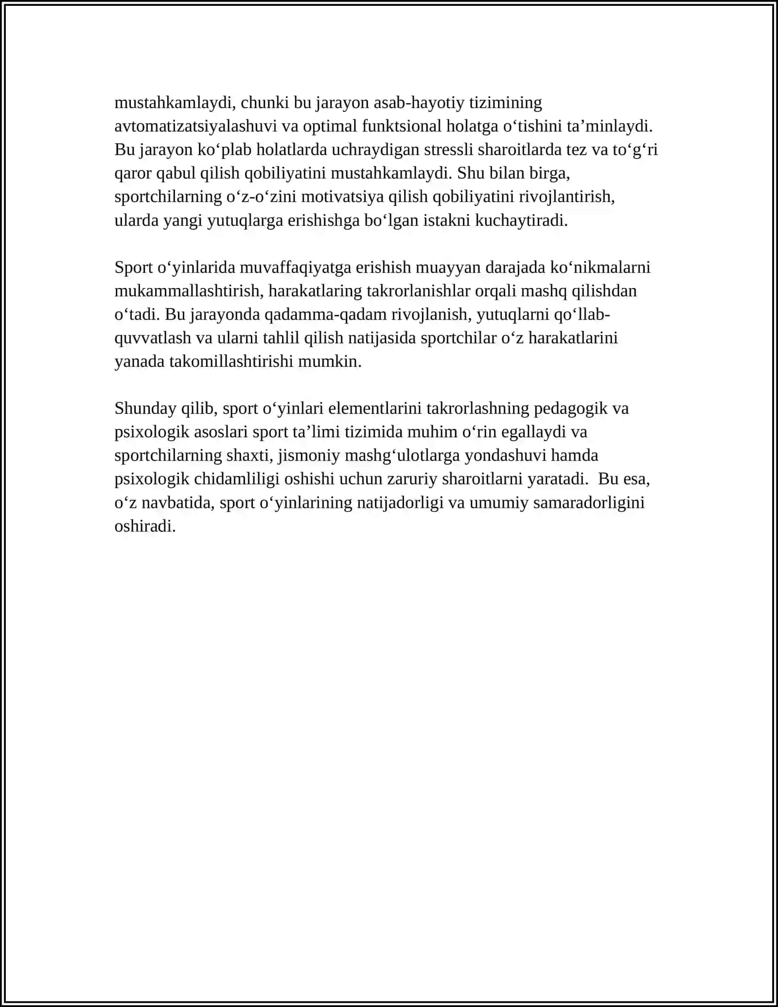 SPORT OʻYINLARI ELEMENTLARINI TAKRORLASH ORQALI KOʻNIKMA OSHIRISH 4