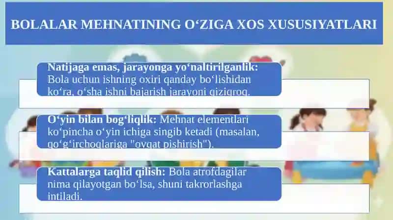 Maktabgacha tarbiya yoshdagi bolalar mehnat faoliyatining xususiyatlari 4