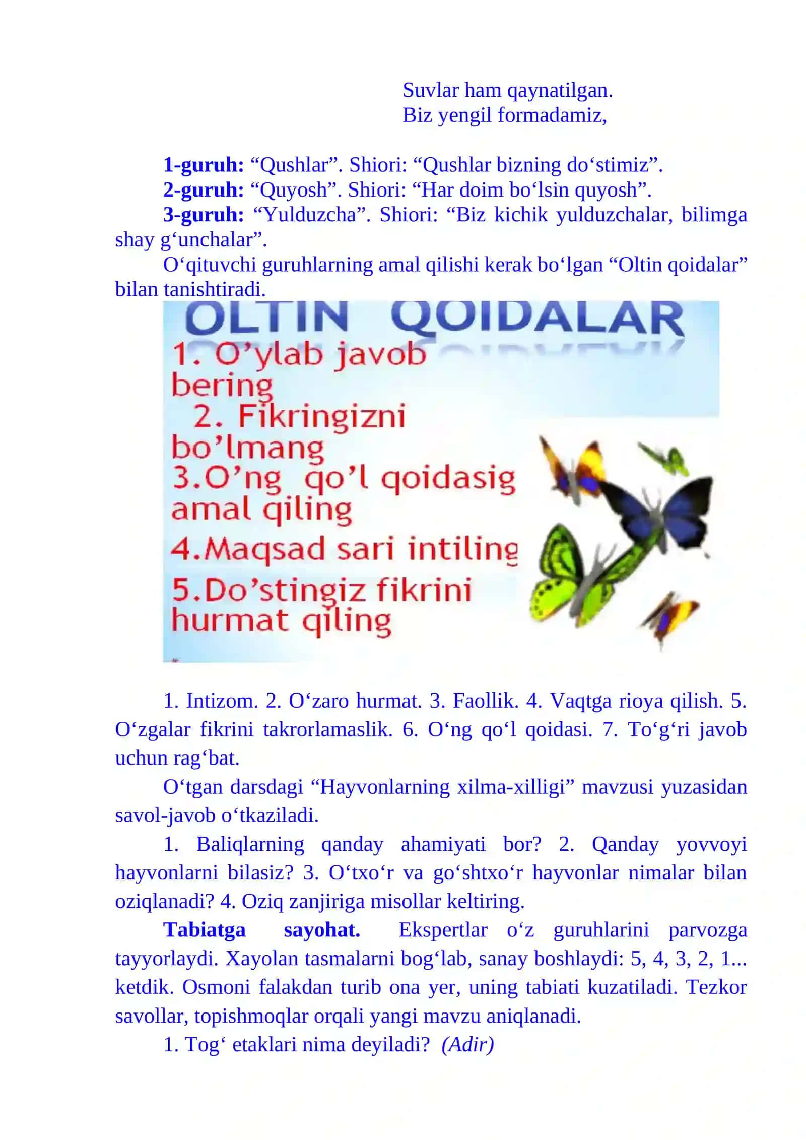 4-sinf Tabiiy fandan Teri nima uchun kerak 2-chorak dars ishlanmasi 4