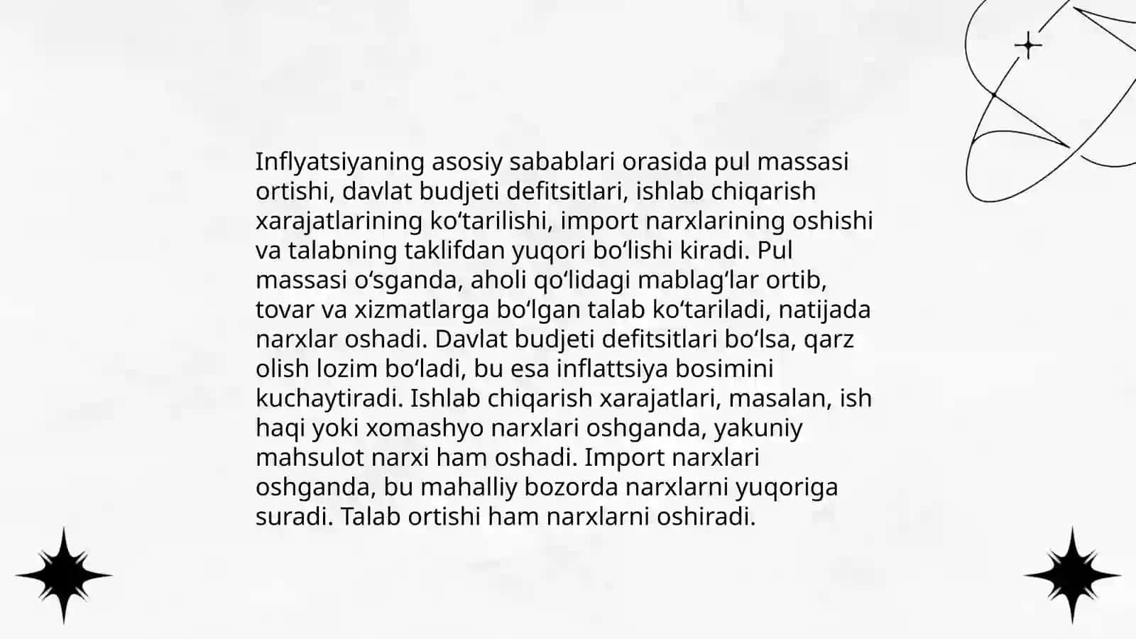 Bozor inflatuzilmasi, uning asosiy sohalari va unsirlari 4
