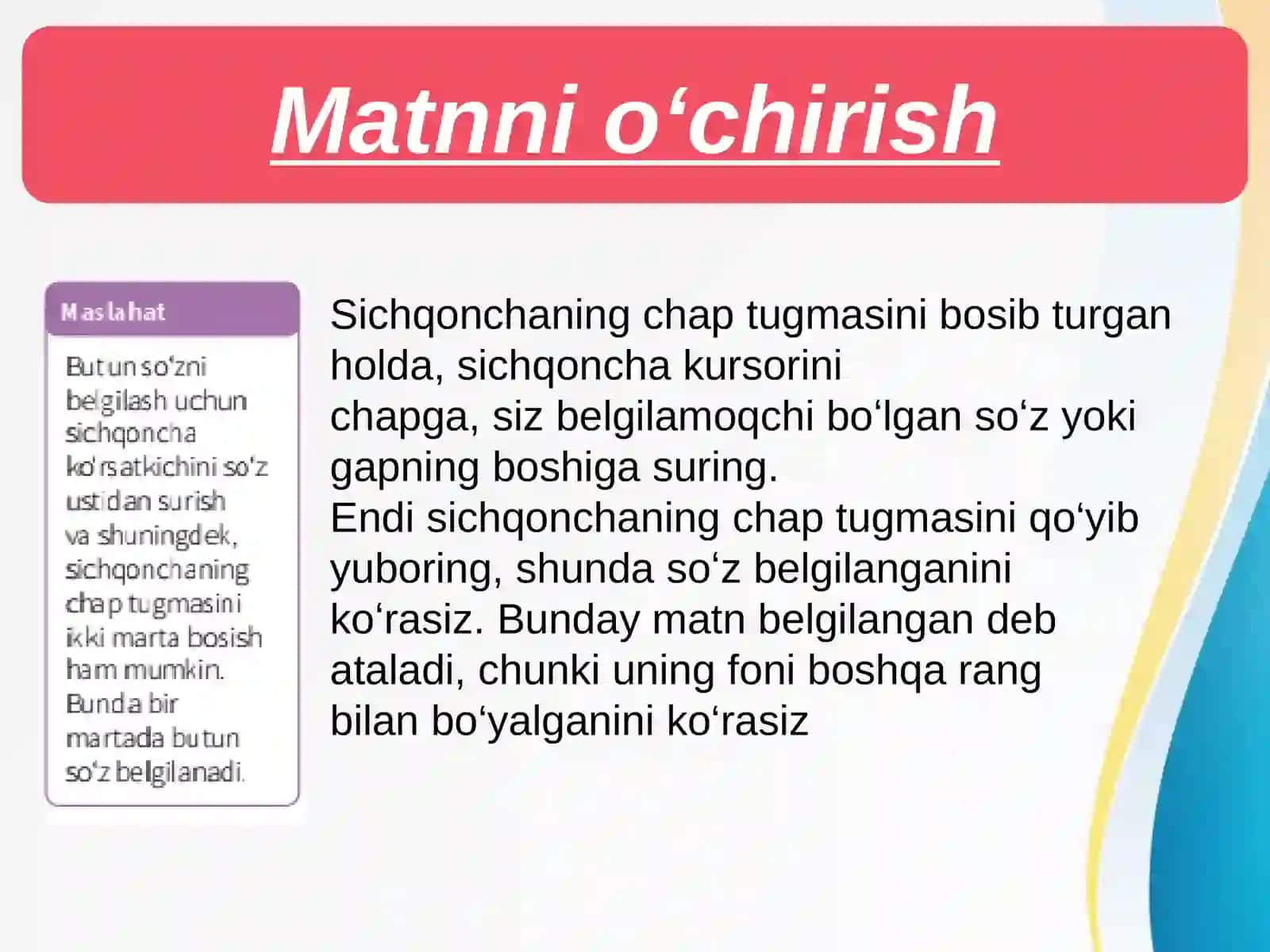 Matnni o’chirish 4