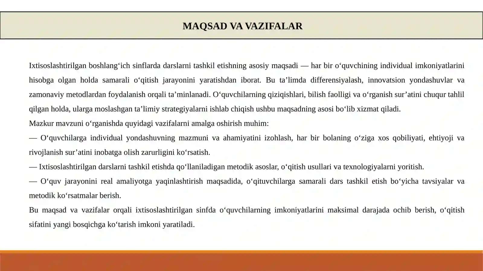 Ixtisoslashtirilgan boshlang‘ich sinf darslarini tashkil etish 4