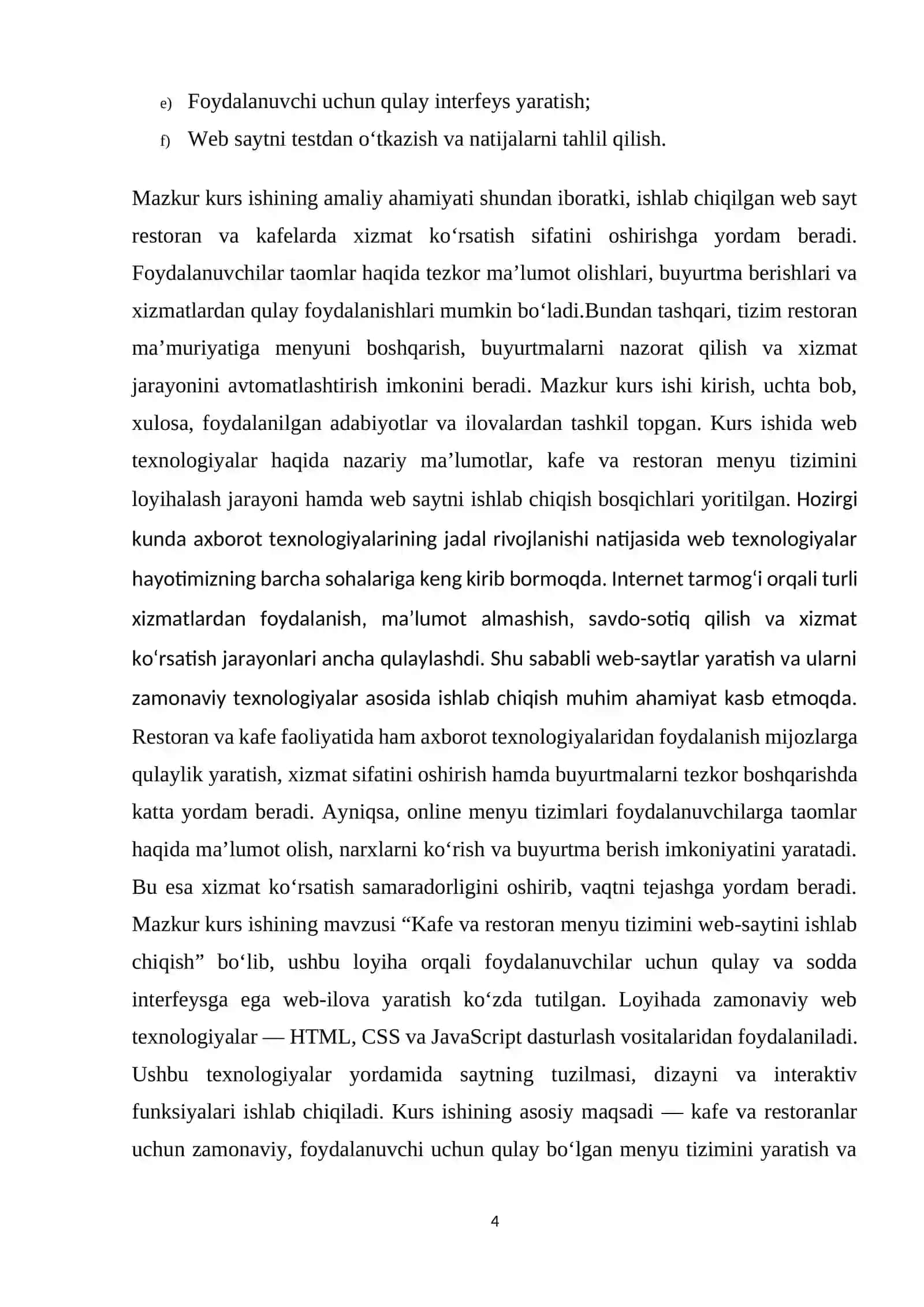 Kafe va restoran menyu tizimini web saytini ishlab chiqish 4