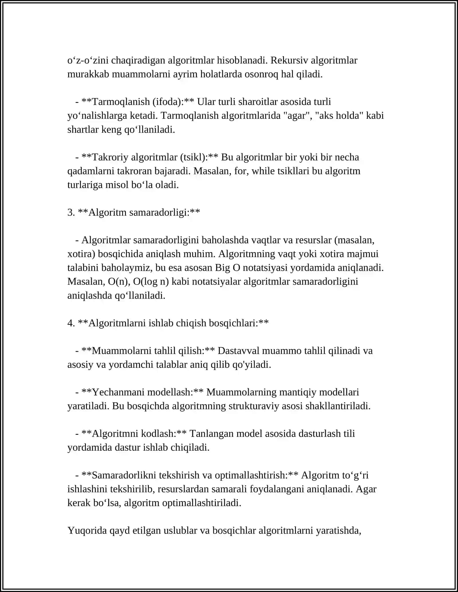 MASALALARINING ALGORITMNI TUZISH VA SHU ALGORITM ASOSIDA DELPHI DASTURLASH TILIDA DASTUR TUZISH 4