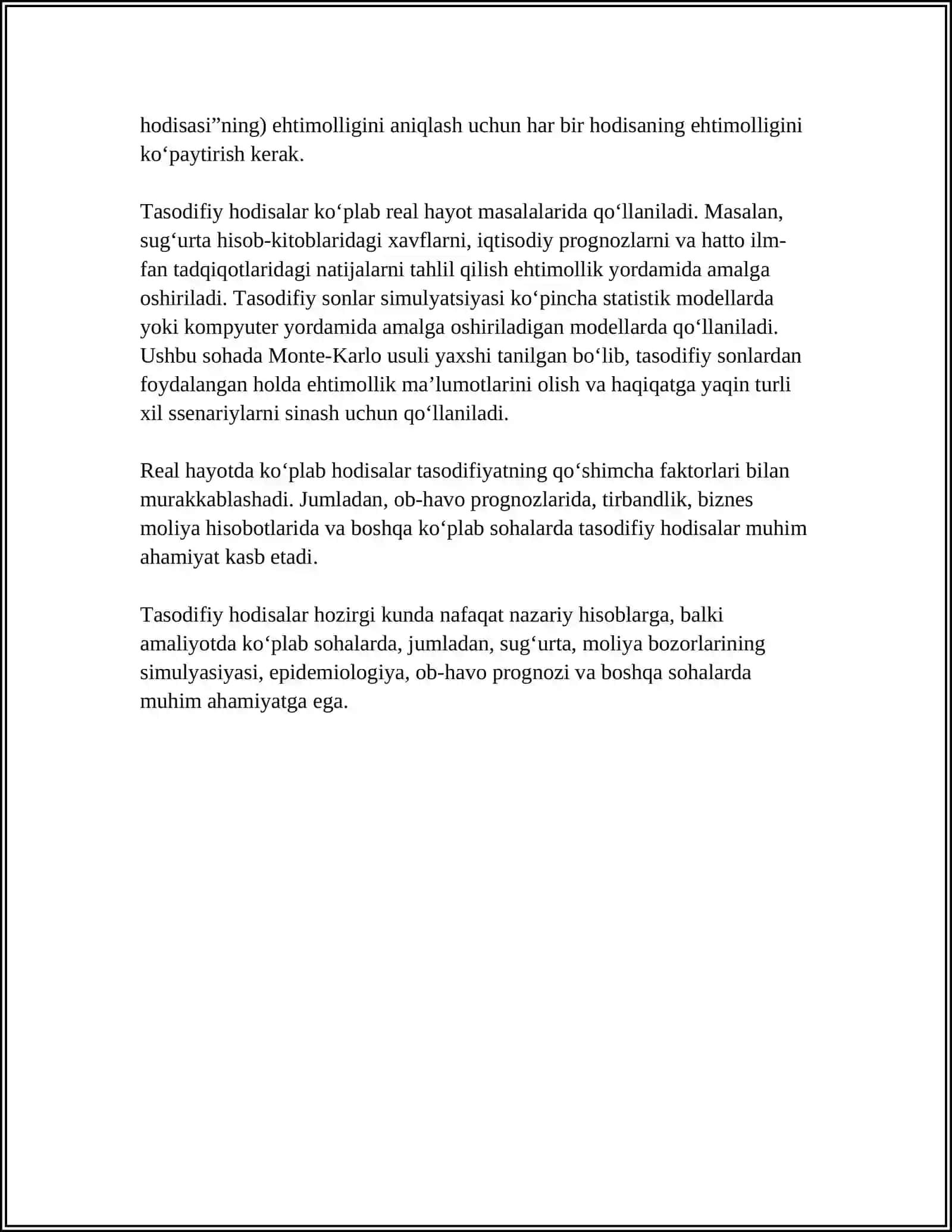 EHTIMOLLAR NAZARIYASI FANINING ASOSIY TUSHUNCHALARI.EHTIMOLNING TA'RIFI 4