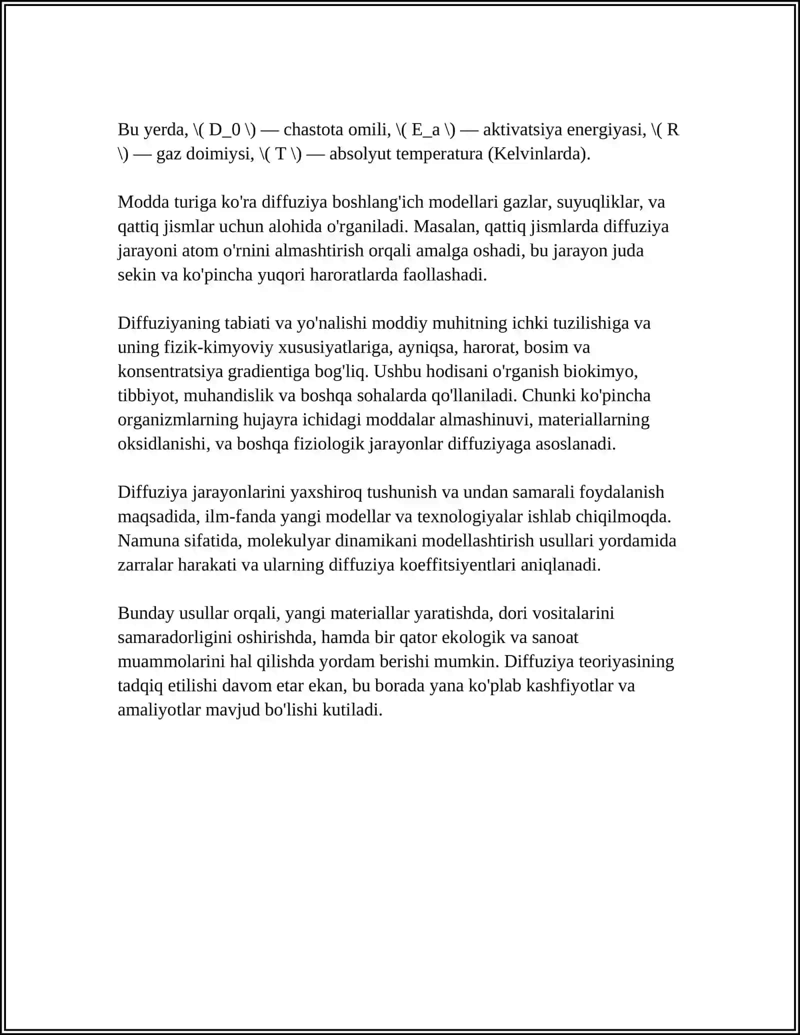 DEFUZIYA HODISASI.MODDALARDA DEFUZIYA HODISASINING QULLANISHI 4