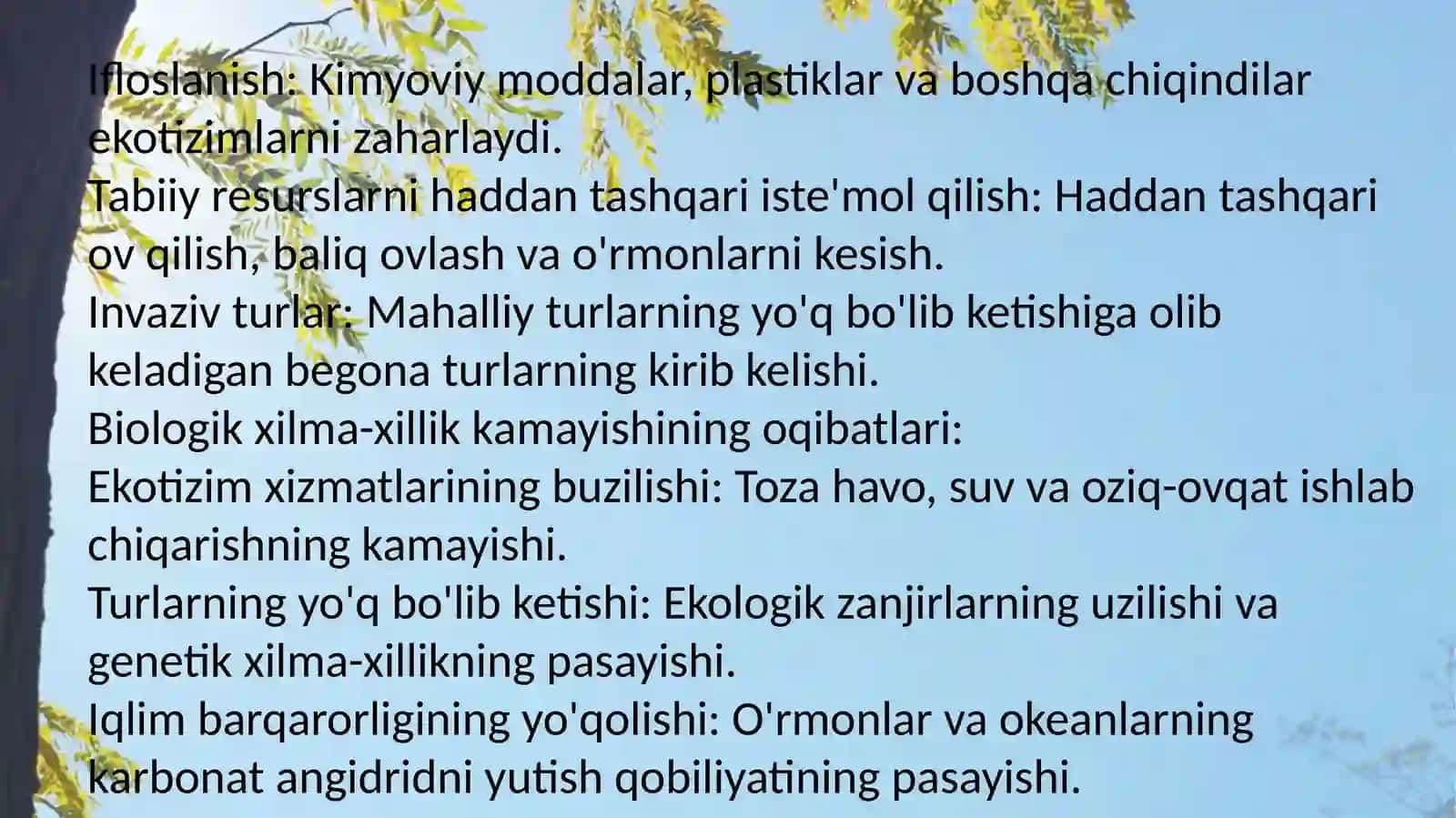Biologik xilma xillikning kamayishi va yaylovlarning chõlga aylanishi 4