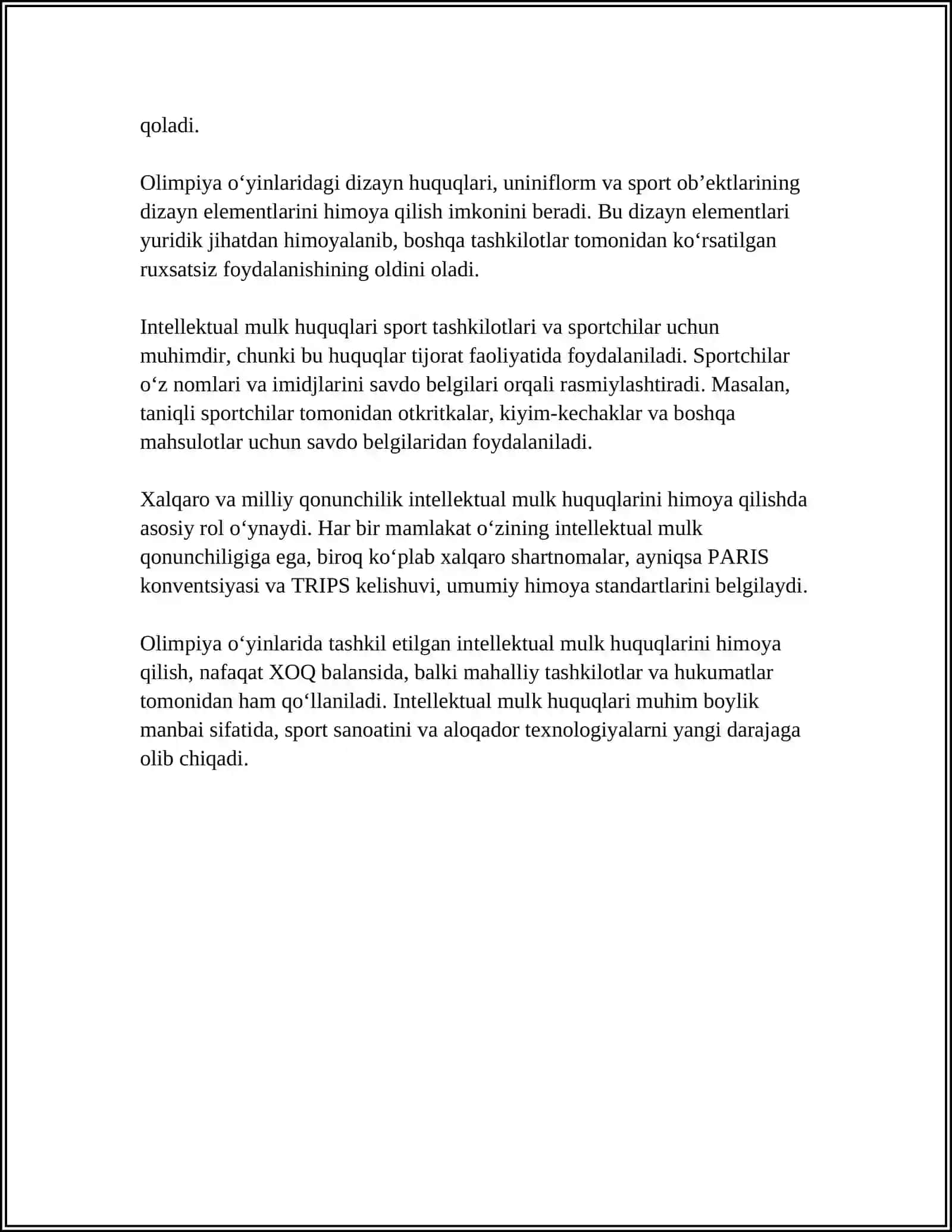 OLIMPIYA SPORT TURLARIDA INTELLEKTUAL MULKNI HIMOYA QILISHNING YANGI QOIDALARI 4