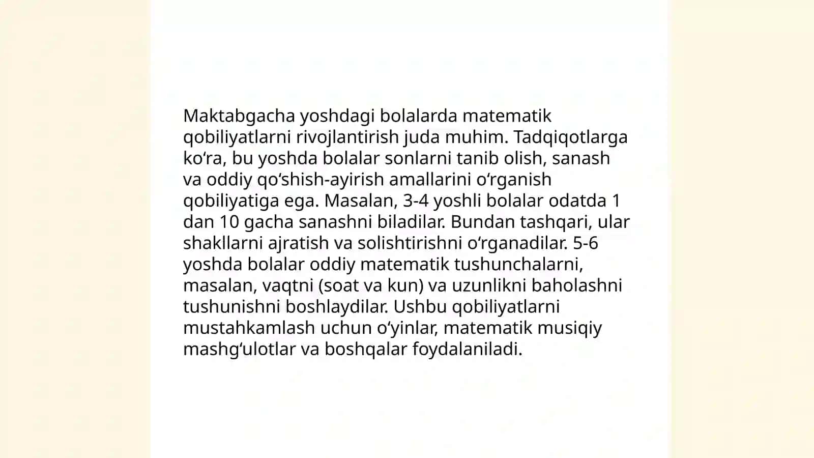 Maktabgacha yoshdagi bolalarda oʻlchov haqidagi tasavvurlarni shakllantirishning ahamiyati 4