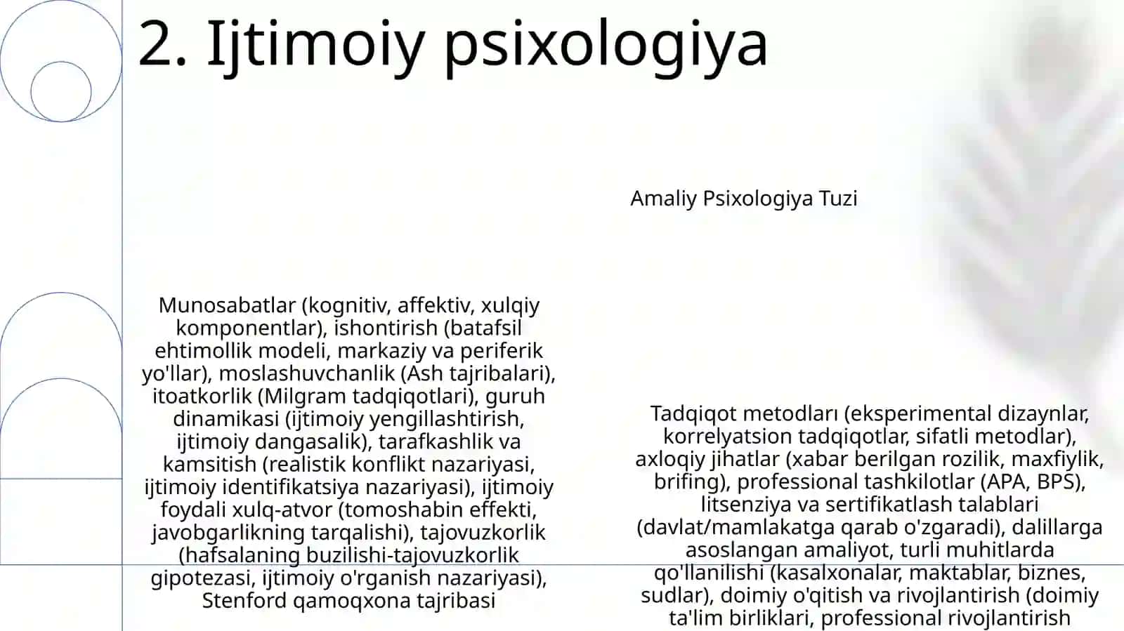 Amaliy psixologiyaning boʻlimlari va tuzilishi 4