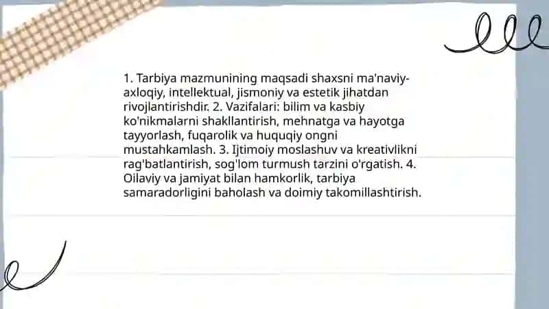 Tarbiya protsessining mazmuni va ahamiyati 4