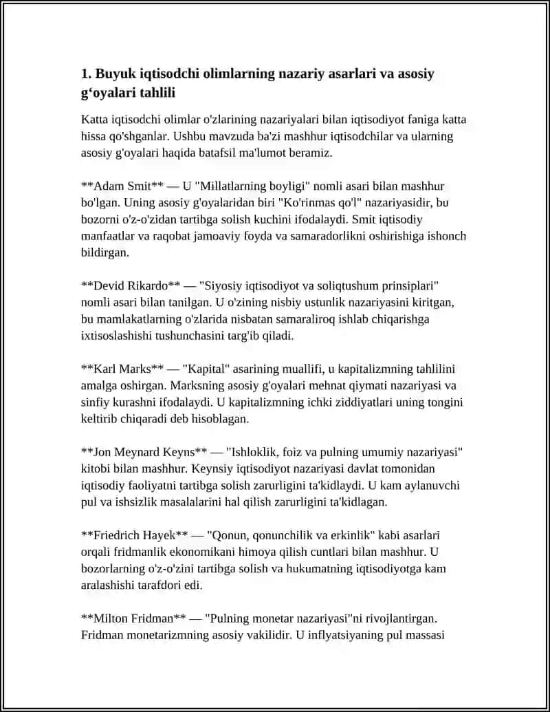 BUYUK IQTISODCHI OLIMLAR TA'LIMOT VA TADQIQOTLARNI O'RGANISH 4