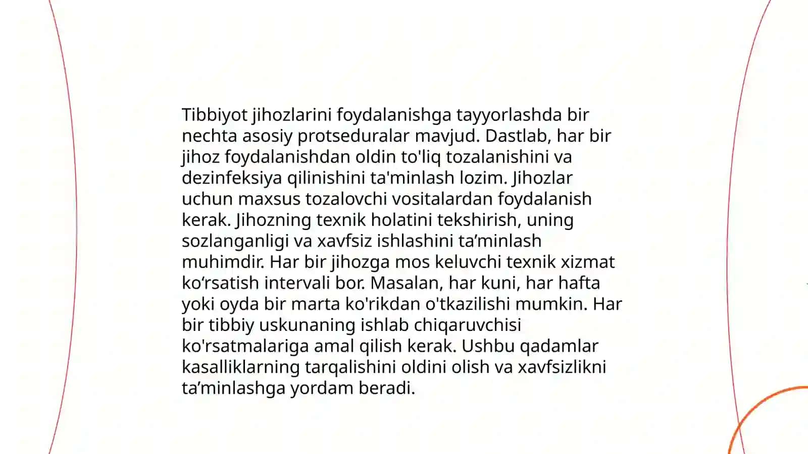 Tibbiyot diyaginostikasi texnikasi va uskunalarini o'rnatish va foydalanishga topshirish 4