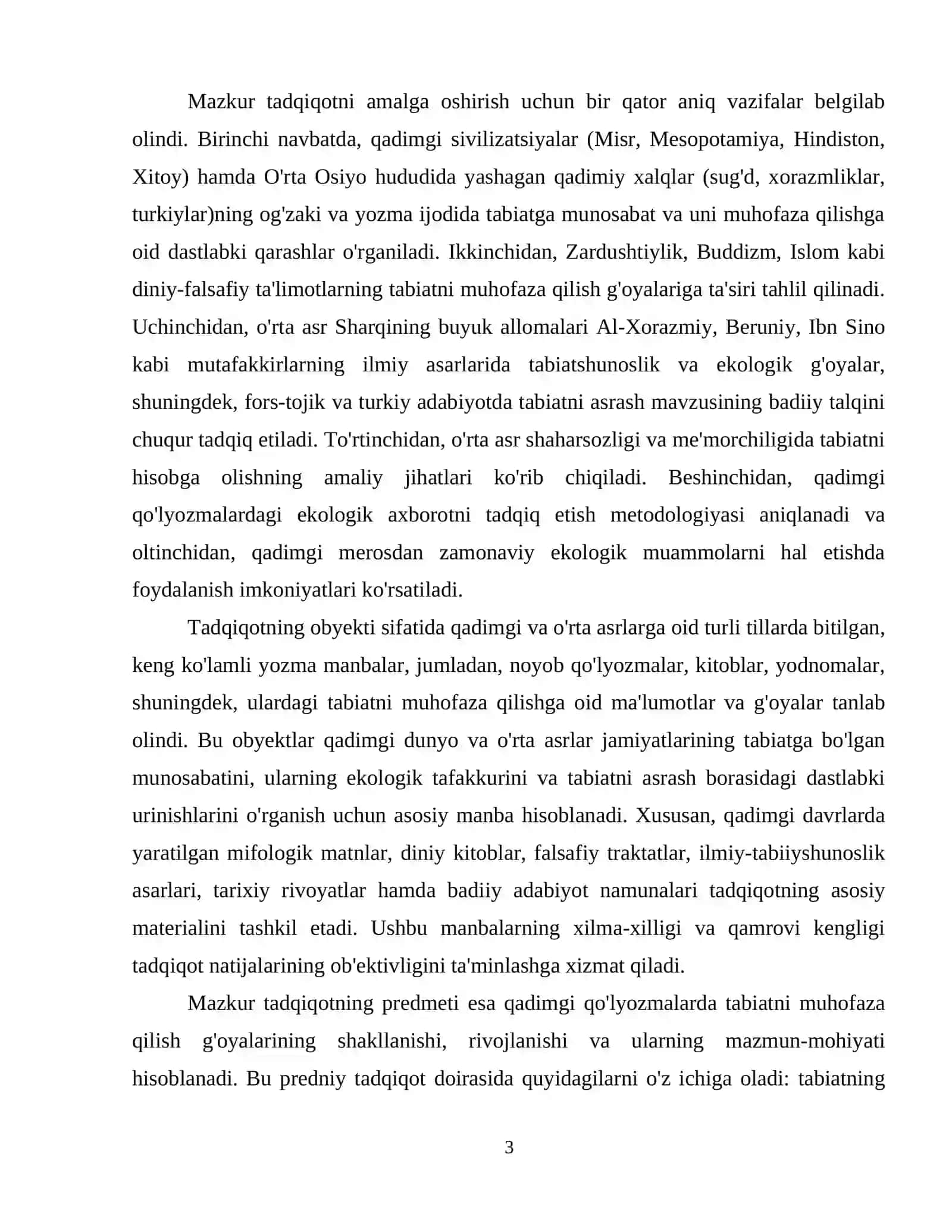 Qadimgi qòlyozmalarda tabiatni muhofaza qilish haqidagi masalalarni yoritilishi. 4