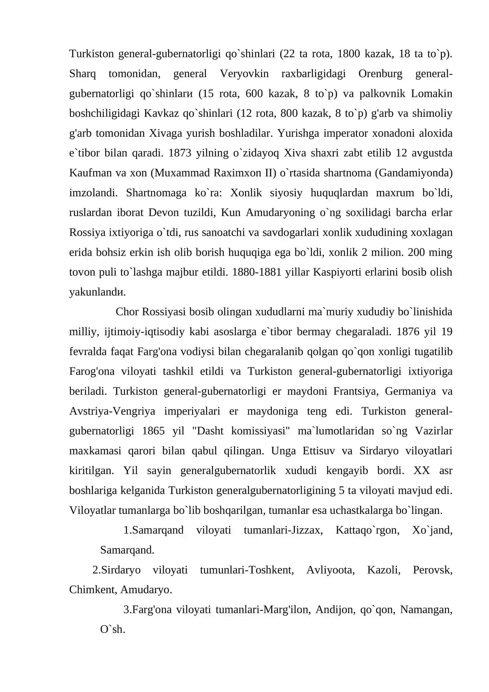 Rossiya imperiyasining O`rta Osiyoni istilo qilishi tarixiy geografiyasi 4