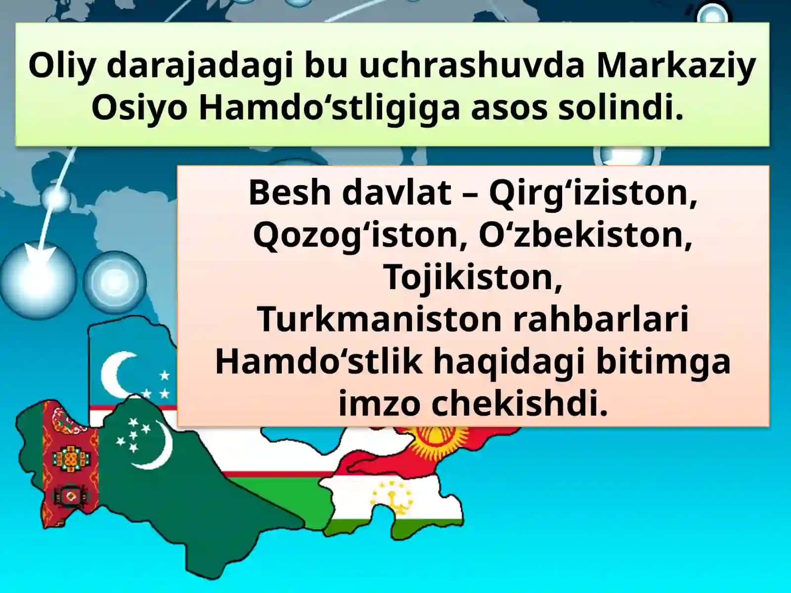11-sinf O'zbekiston tarixi dars ishlanma. O'zbekistonning Markaziy Osiyo mamlakatlari bilan hamkorligi 4