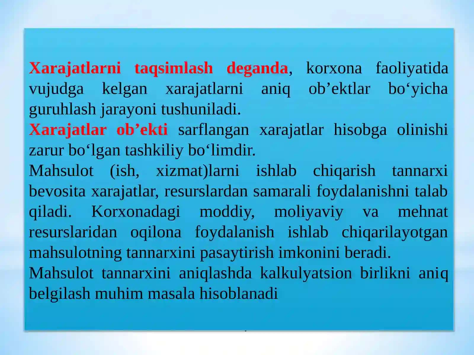 BUYURTMALAR BO’YICHA KALKULYATSIYALASH USULI 4