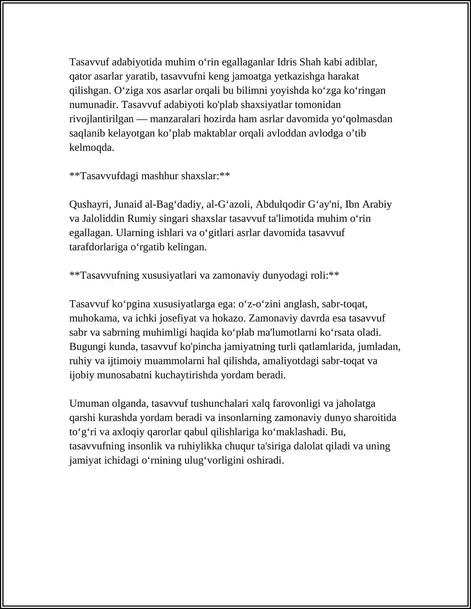 TASAVVUF TUSHUNCHASI VA UNING MOHIYATI. TASAVVUFNING KELIB CHIQISHI MAZMUNI VA RIVOJI 4