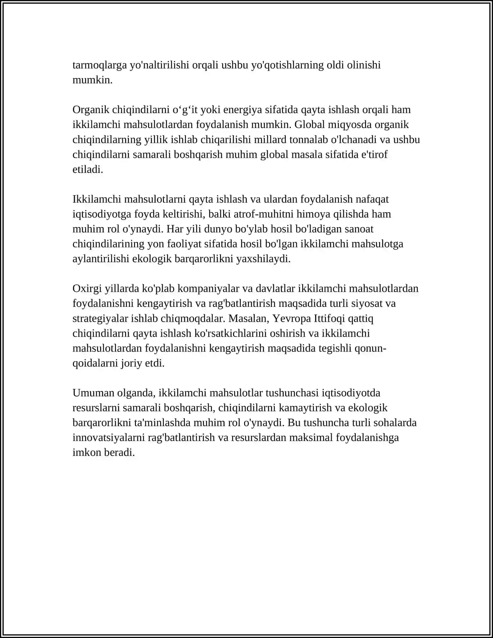 IKKLAMCHI MAHSULOTNI SOTISHDAN OLINGAN YALPI DAROMAD KO'RSATKICHI VA UNI ANIQLASH TARTIBI 4