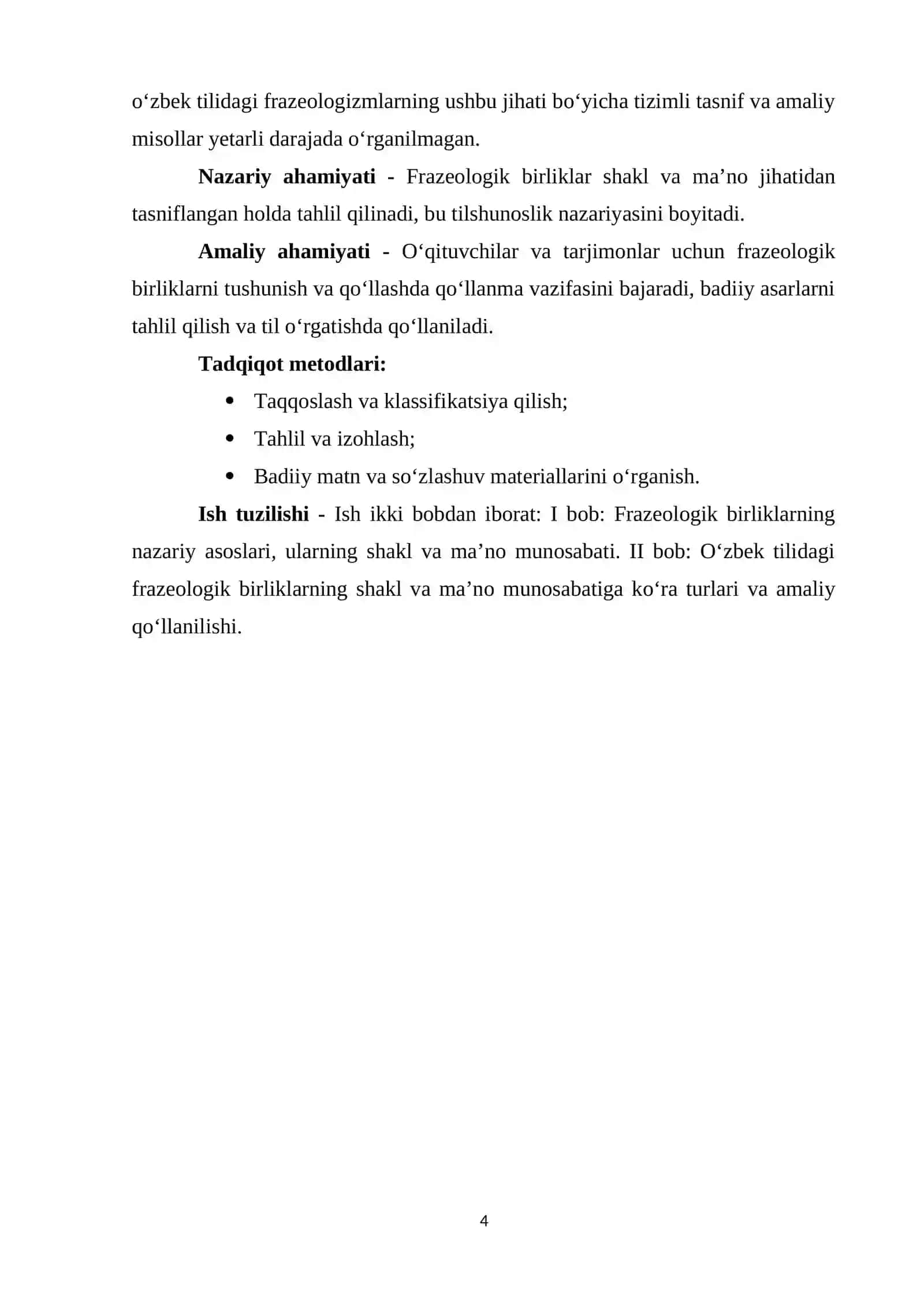 O‘zbek tili frazeologik birikmalarining shakl va ma'no munosabatiga ko'ra turlari 4