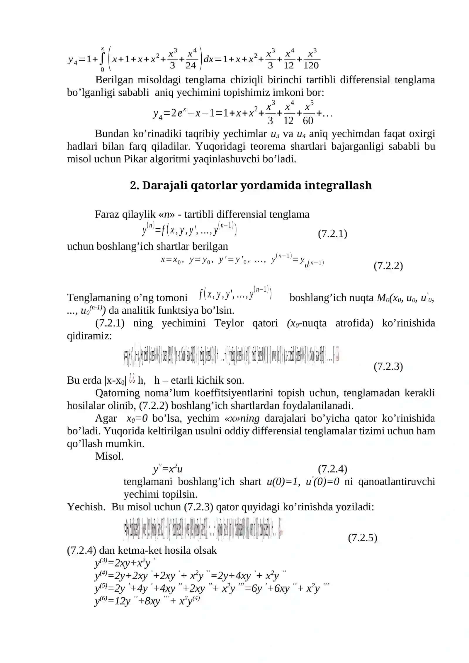 Darajali qatorni hadma had differentsiallash va integrallash 4
