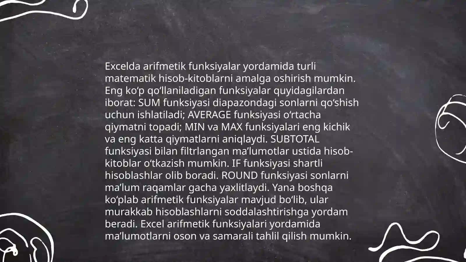 Exsel dasturida funksiyadan foydalanish 4