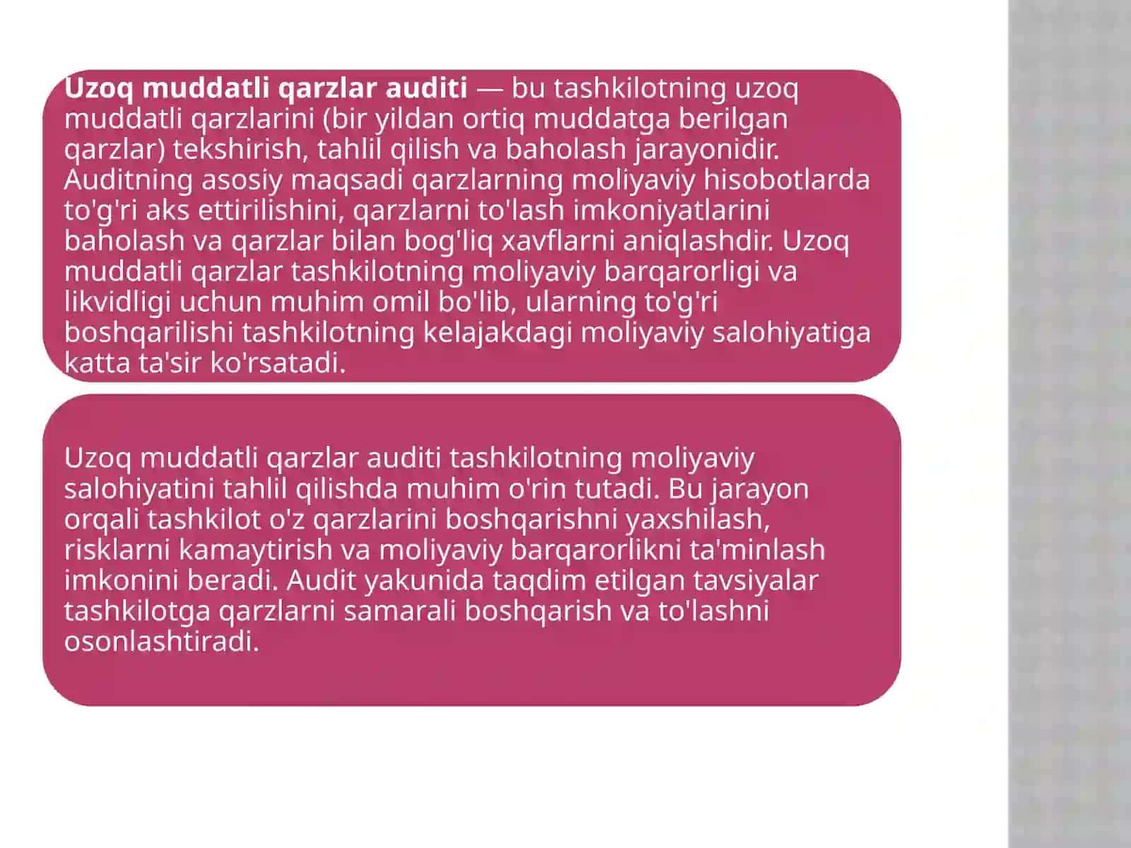 Uzoq muddatli qarzlar auditi 4