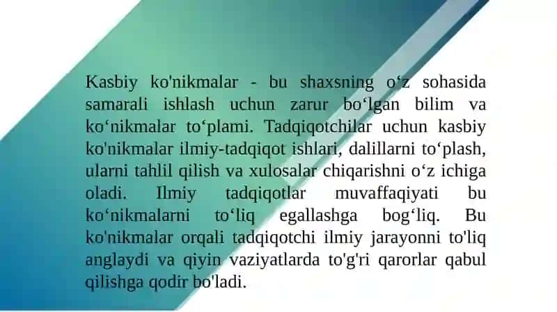 Tadqiqotchilar-ning kasbiy ko'nikmalarini rivojlantirish texnologiyalari 4