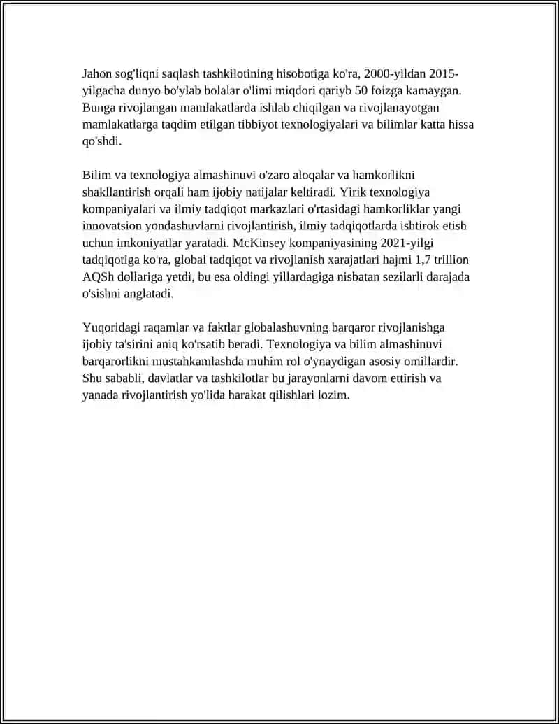 Globalashuvning Barqaror Rivojlanish 4