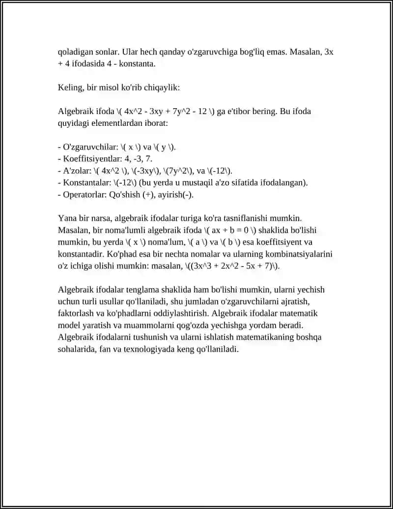 ALGEBRAIK IFODALAR 4