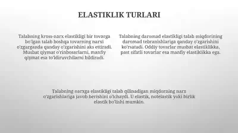 Elastiklik tushunchasi va uning turlari 4