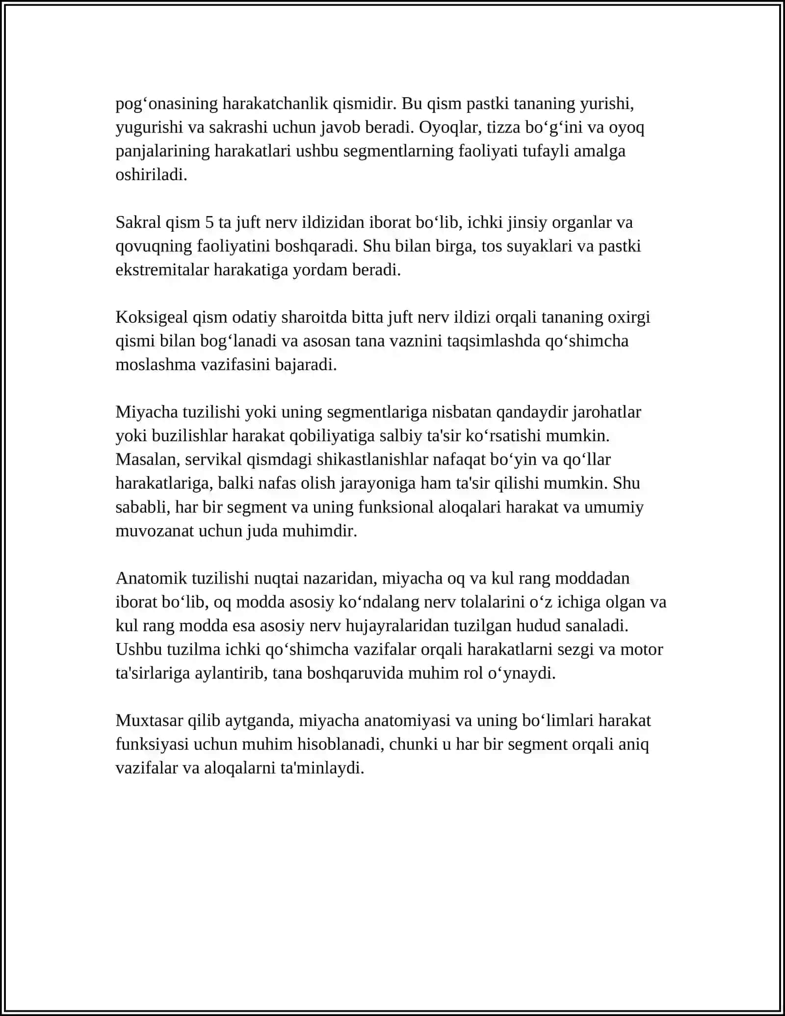 MIYACHA, HARAKAT FUNKSIYASIGA TA'SIRI 4