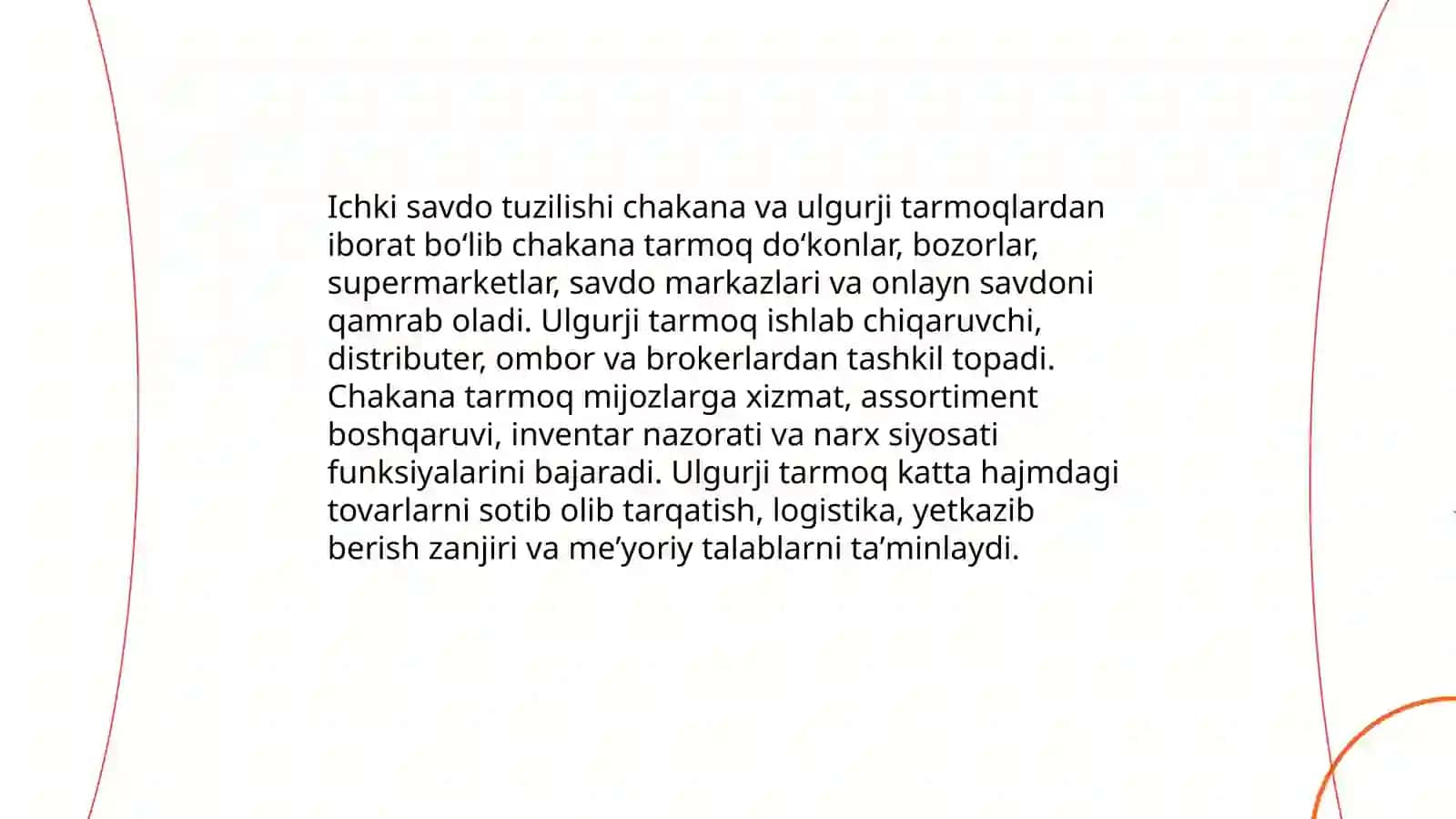 Savdo sanoati tarmog'i tashqi va ichki savdo 4