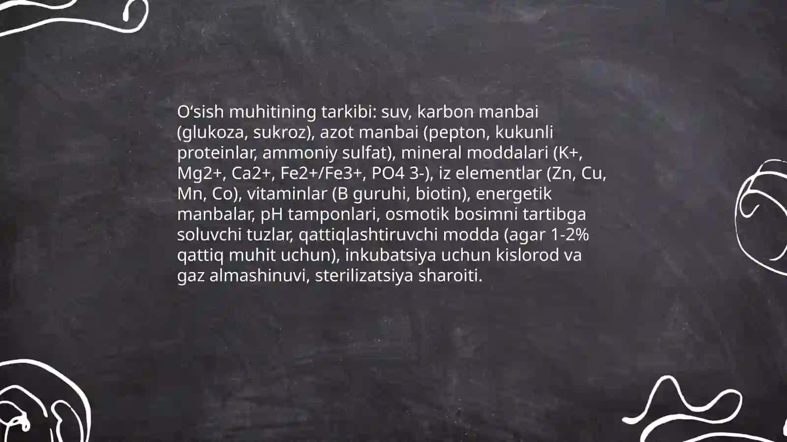 Mikrobeotexnologiya.Mikroorganizmlar oʻstirish tamoyillari 4