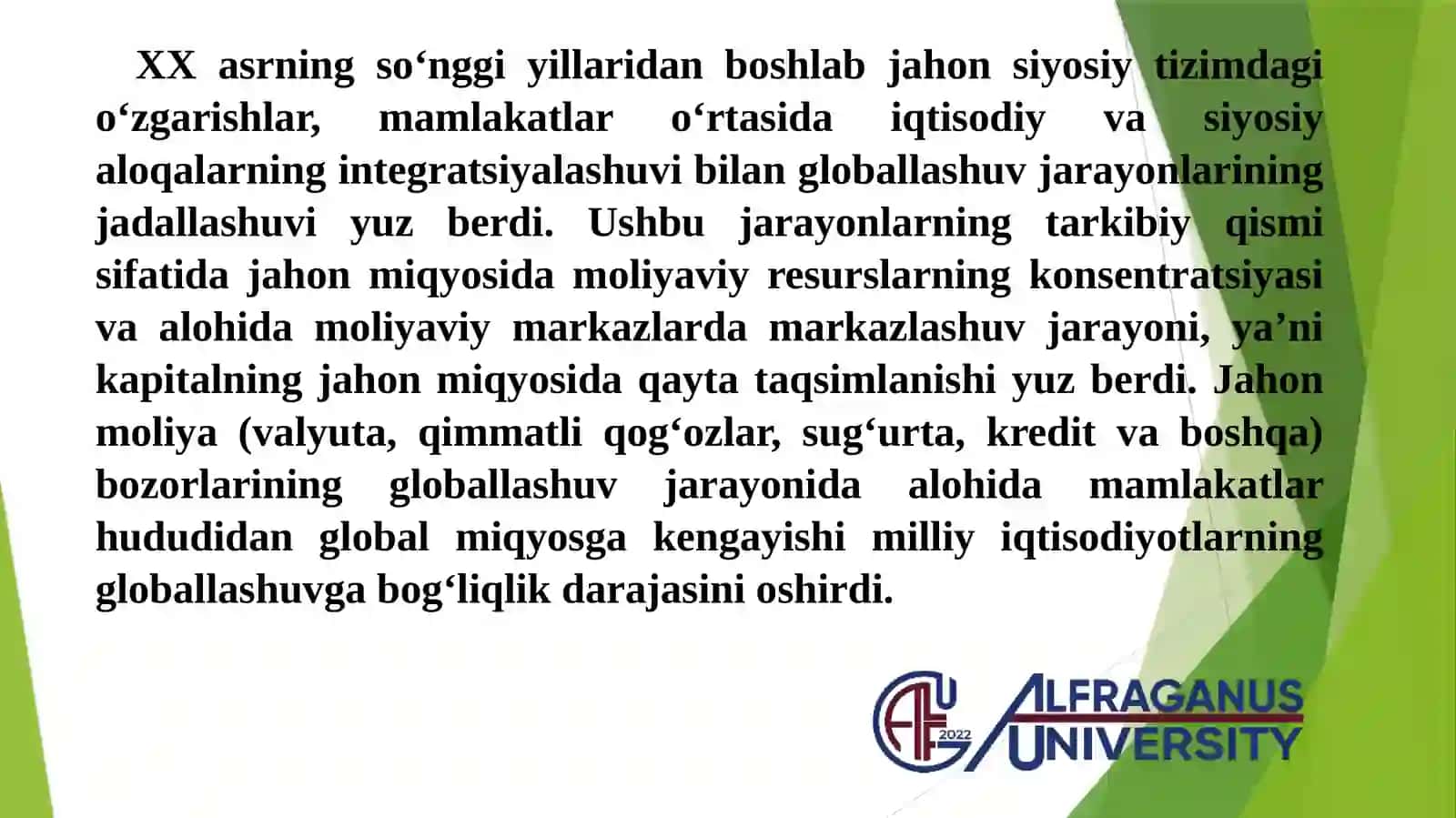 JAHON IQTISODIYOTI GLOBALLASHUVI 4