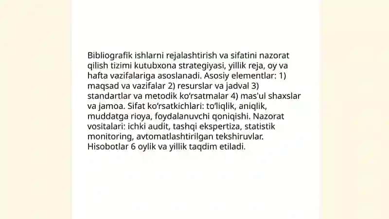 Kutubxona-axborot muassasalarining bibliografik faoliyatini tashkil etish 4