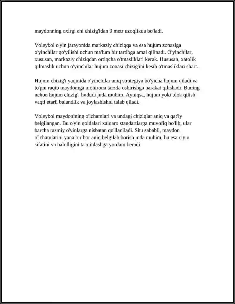 Voleybol Sport Turining Maydon Oʻlchamlari va Jihozlari 4